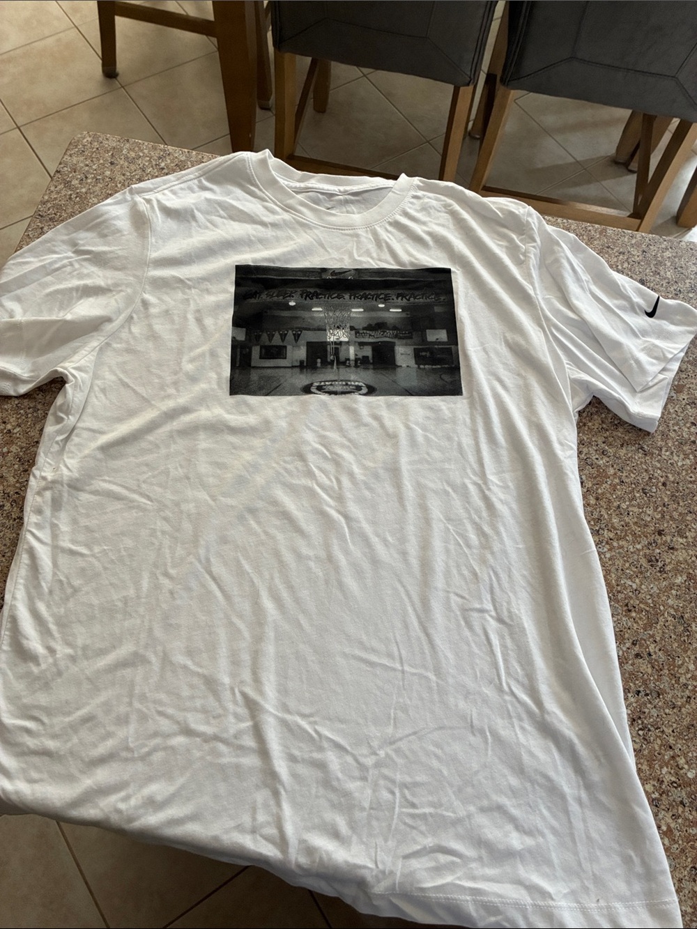 Nike White Short-Sleeve T-Shirt with Black Photo Graphic